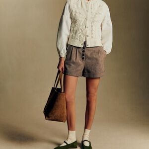 Sezane NWT High Waist Brown Wool Shorts size 2